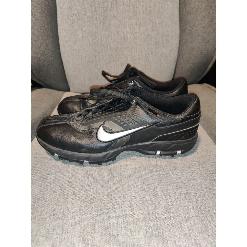 Men's Nike Air TAC Black Leather Golf Shoes Size 9.5